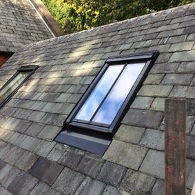 slate roofing with windows